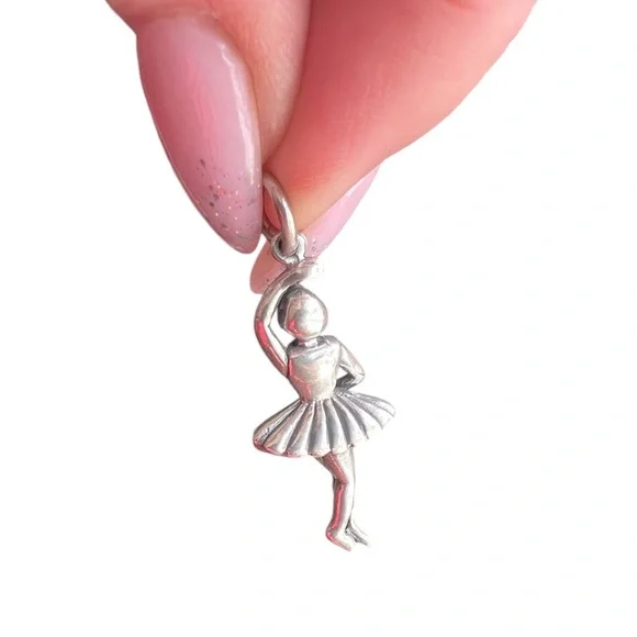 New Solid Sterling Silver Ballet Dancer Charm/Pendant - Picture 4 of 4